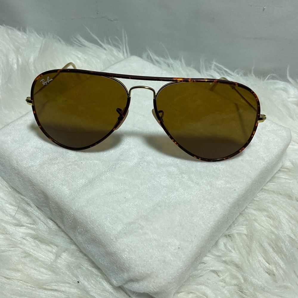Ray-Ban Brown Aviator Sunglasses with Double Bridge